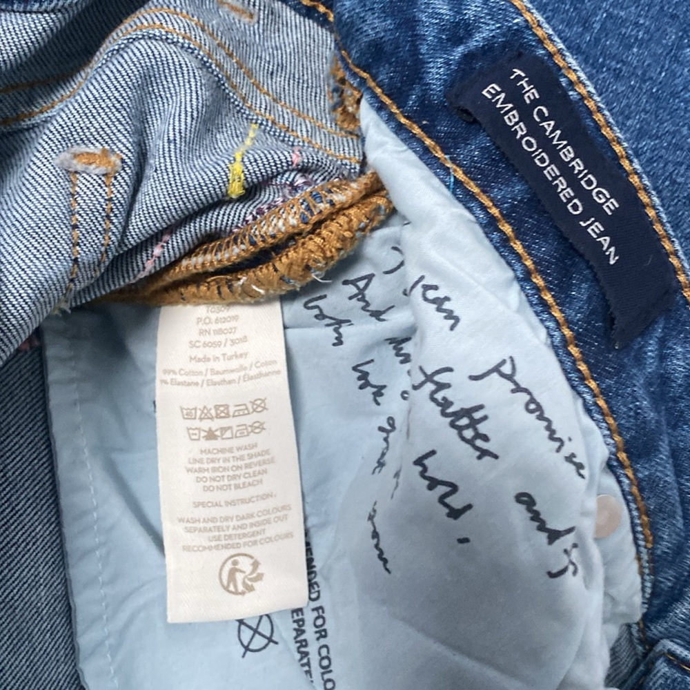 Vintage Boden Cambridge Embroidered Jeans with Rainbow π Stripe - Picture 9 of 11